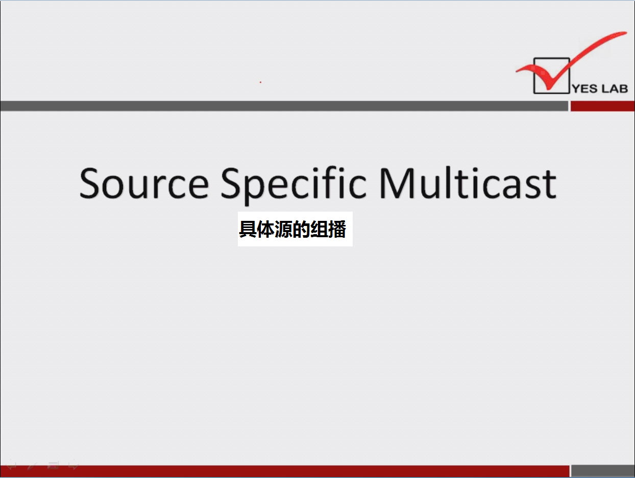 计算机生成了可选文字:
YES LAB 
Source Specific Multicast 