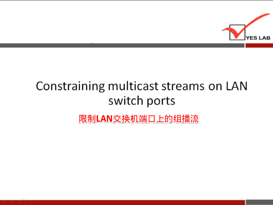 YES LAB 
Constraining multicast streams on LAN 
switch ports 