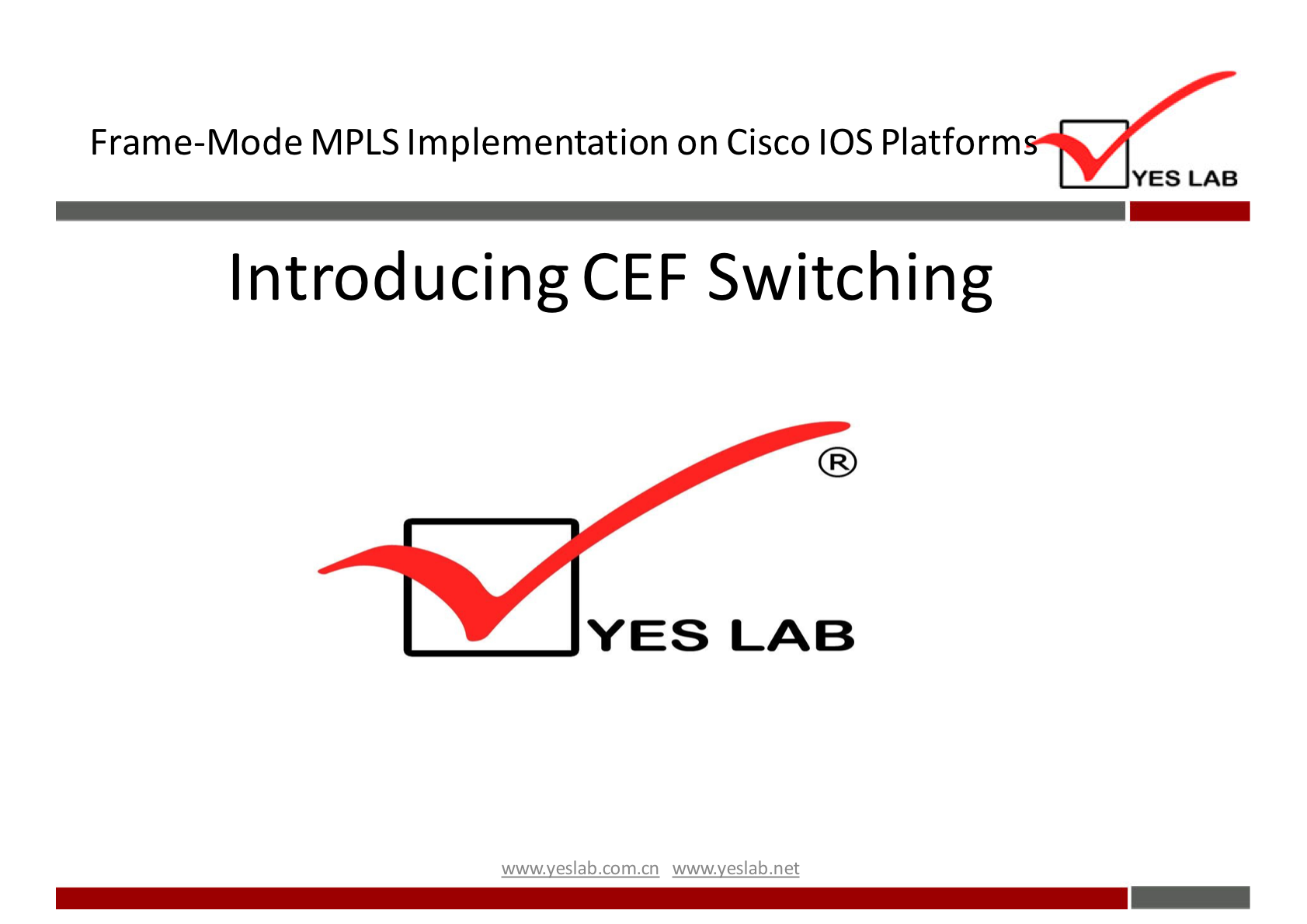 Frame-Mode MPLS Implementation on Cisco IOS Platform 
YES LAB 
Introducing CEF Switching 
YES LAB 
wwwveslabnet 