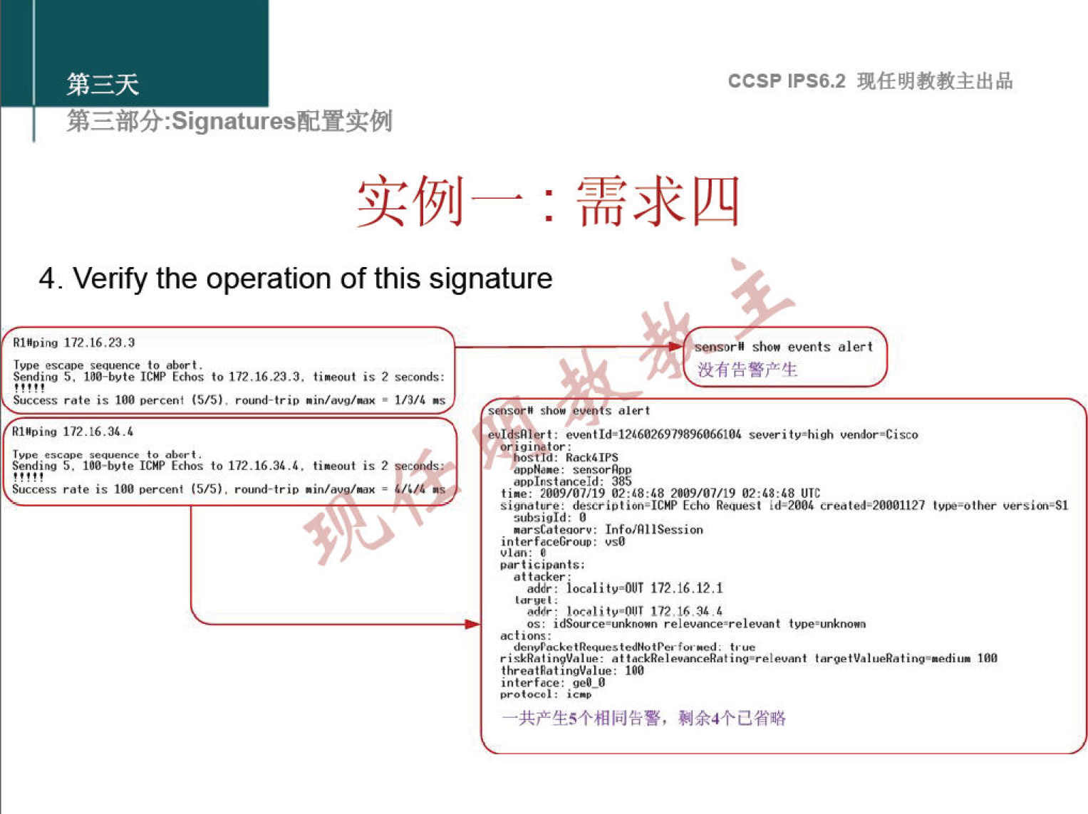 4. Verify the operation of this signature ccsp IPS6.2 alert 112.16.23.3 S. to ln.16.23.3. ti—t is 2 is ISIS). • .s b. ICW to rate is IN 02:18:" 209/0/19 versim•S1 -A&i.ld: d 172.1'.12.1 